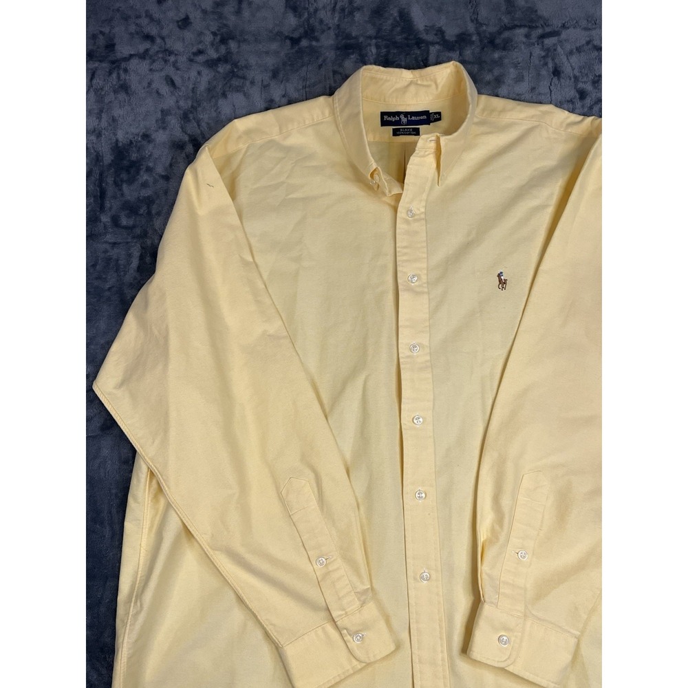 Ralph Lauren Blake XL Yellow Solid Cotton Long Sleeve Button-Down Preppy Shirt - Picture 4 of 16